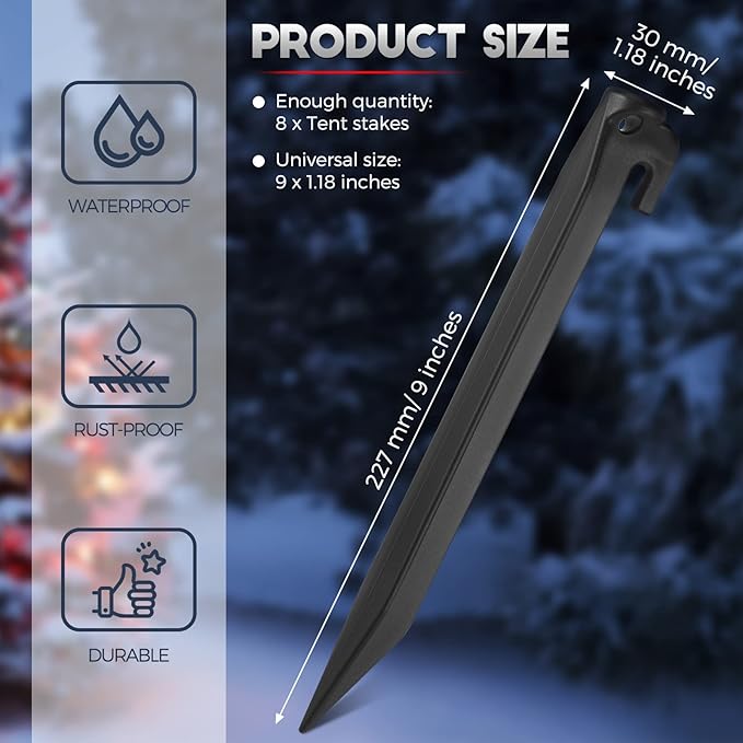 9 Inch Plastic Inflatable Tent Stakes Black Replacement Yard Inflatable Accessories for Camping Tent Pegs Garden Home Decorations