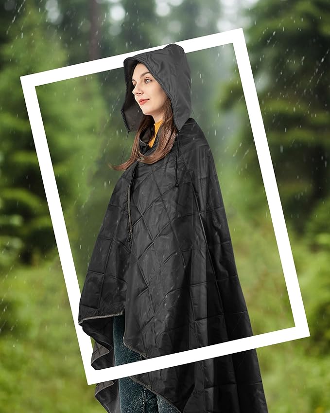 DUKUSEEK Large Waterproof Camping Blanket, Cold Weather Warm Fleece Blankets Windproof Triple Layers for Stadium,Camping, Concerts, Car, Dog