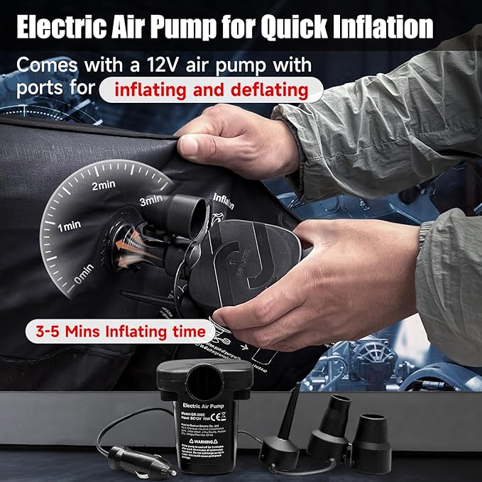 Inflatable SUV Air Mattress Bed Car Mattress for SUV, Double-Sided Flocking Travel Camping Bed, Car Sleeping Mattress for Universal SUV with Air Pump 2 Pillows