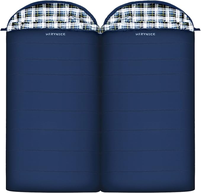 Cold Weather Sleeping Bag 100% Cotton Flannel XXL for Adults Big and Tall,Free Compression Sack