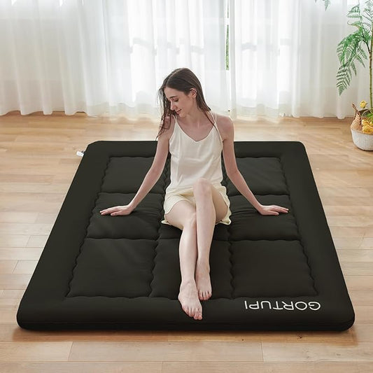 Full Size Japanese Floor Futon Foldable Futon Mattress for Floor Tatami Mattress Portable Bed for Guest Playmat for Kids Tatami Sleeping Pad Japanese Mattress for Adults Black A