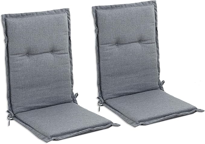 C-Hopetree Indoor High Back Rocking Chair Cushions for Glider and Swivel Rocker, Outdoor Replacement Highback Dining Seat Pads with Back Elastic and Ties, 18" x 42" x 1.5", Dark Grey, Set of 2