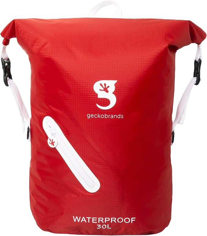 geckobrands Lightweight 30L Waterproof Backpack - Lightweight Watertight Outdoor Bag Hiking Traveling Light Water Activities