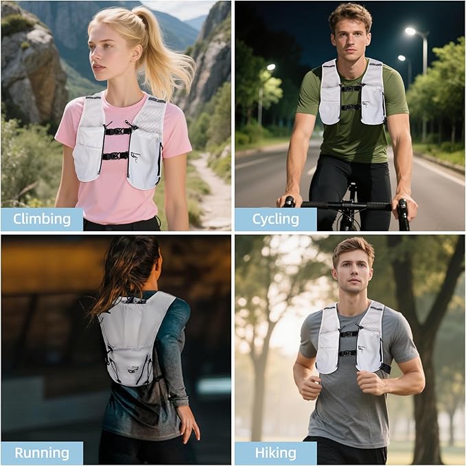 Hydration Backpack for Women Men, Lightweight Running Vest with 1.5L Water Bladder, Breathable Water Backpack for Hiking Running Cycling Climbing-White/Black