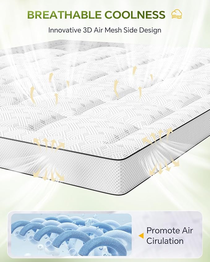 3 Inch Mattress Topper Twin,Pillow Top Mattress Topper with Bamboo Rayon Cover,Breathable Mesh Sides Mattress Pad,21" Deep Pocket,Soft Support for Twin Size Memory Foam Mattress Bed Topper