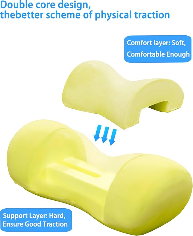 Bespilow Neck Support Pillow - Cervical Traction Device for Neck Pain Relief and Muscle Therapy - Memory Foam Neck Roll Pillow for Shoulder Pain Relaxation