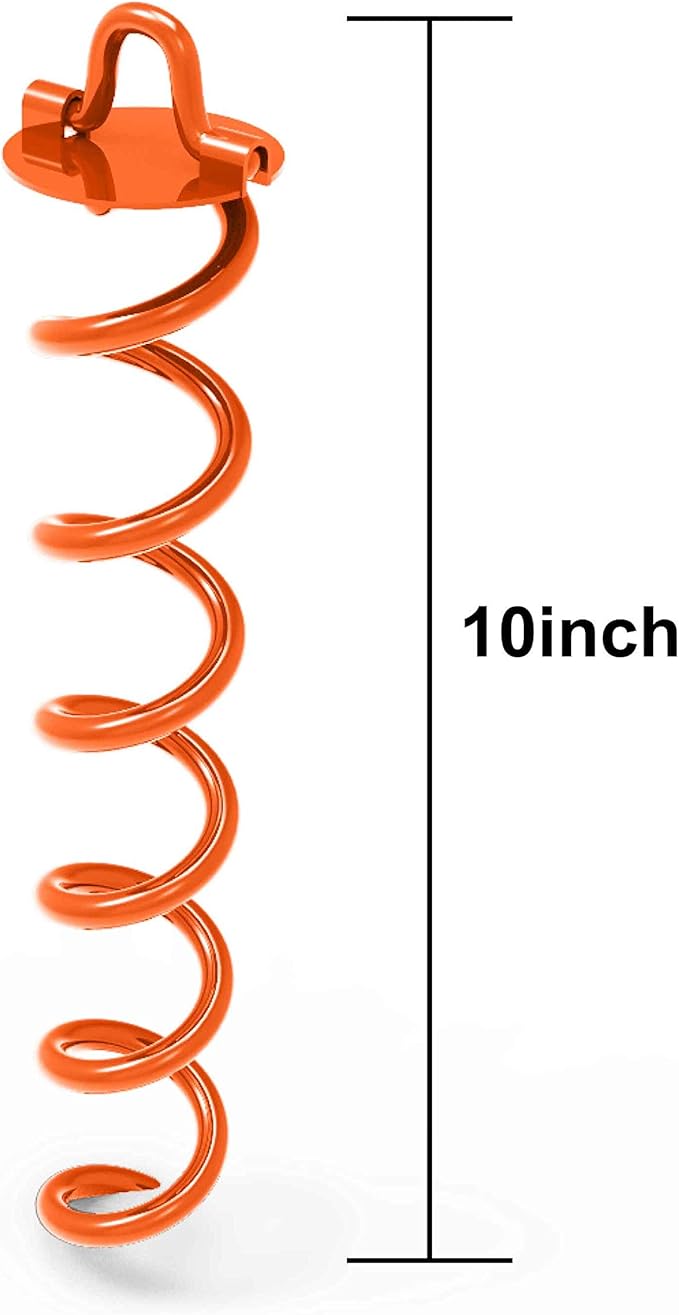 ABCCANOPY 10" Spiral Ground Anchor with Straps Out for Anchor Swings Set Down, Tent (Orange)