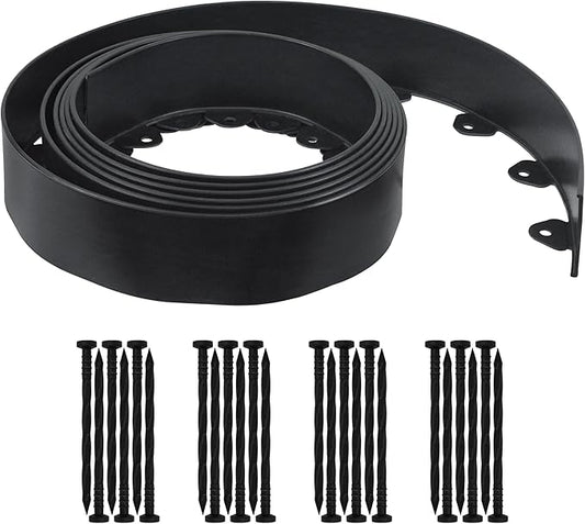 Gardzen Landscape Edging Kit, 20-Foot Long, 3-Inch Tall, No Dig Garden Edging Border for Flower Beds, Tree Rings, Pathways, Includes 24 Spikes