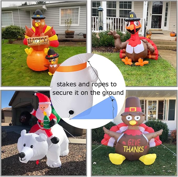 4 Pack Replacement 6.5ft Tethers and Aluminum Metal Stakes Tie Down Rope Strings for Halloween Christmas Xmas Blow Up Inflatable Spikes Outdoor Holiday Yard Garden Lawn Decoration Camping Tent