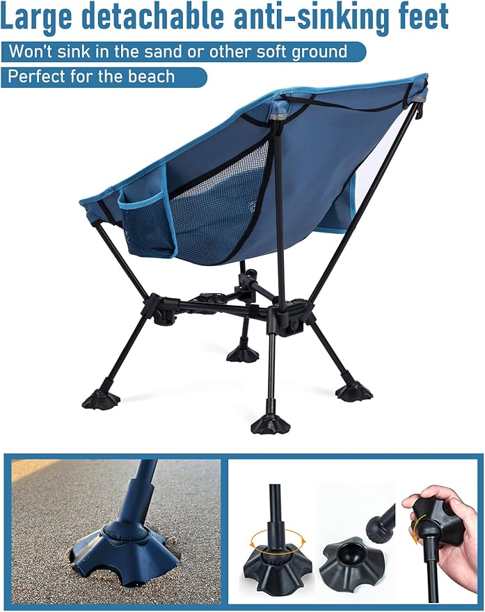 WildCall Lightweight Folding Camping Chair Compact Beach Chair with Anti-Sinking Large Feet