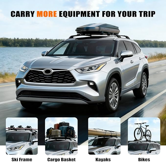 260lbs Heavy Duty Roof Rack Cross Bars for 2020-2025 Toyota Highlander (XLE, Limited, Platinum), Anti-Theft Locking Aluminum Cargo Rail for Roof Top Tent, Kayak, Canoe, Roof Box