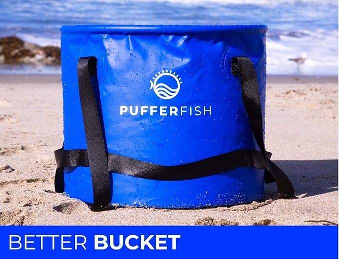 PUFFERFISH Better Bucket - Foldable Water Bucket for Sand Castles - Made from Recycled Plastic - Build Sand Castles with Ease