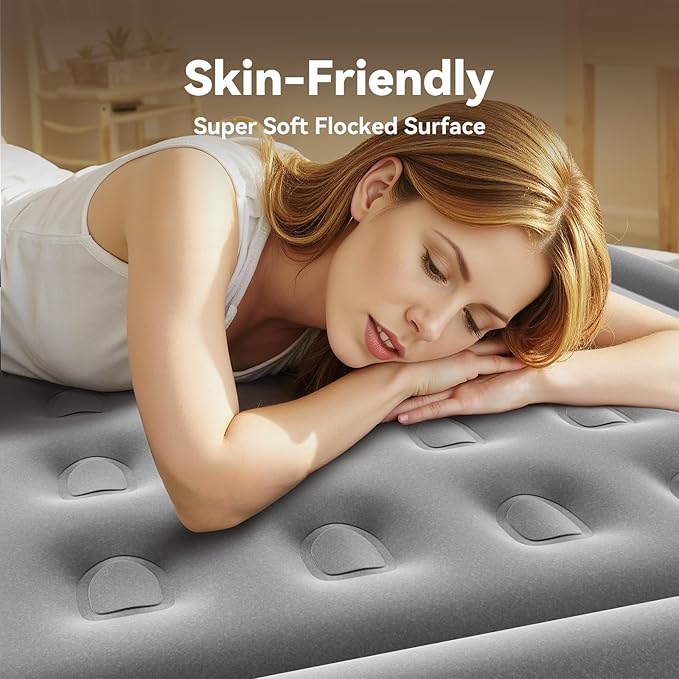 DIVON Twin Air Mattress with Built in Pump Raised, 2 Min Self Inflatable Mattress, 18’’ Blow up Mattress for Adults, 330 LBS Portable Air Bed for Guest, Camping, Travel & Floor, Dark Blue
