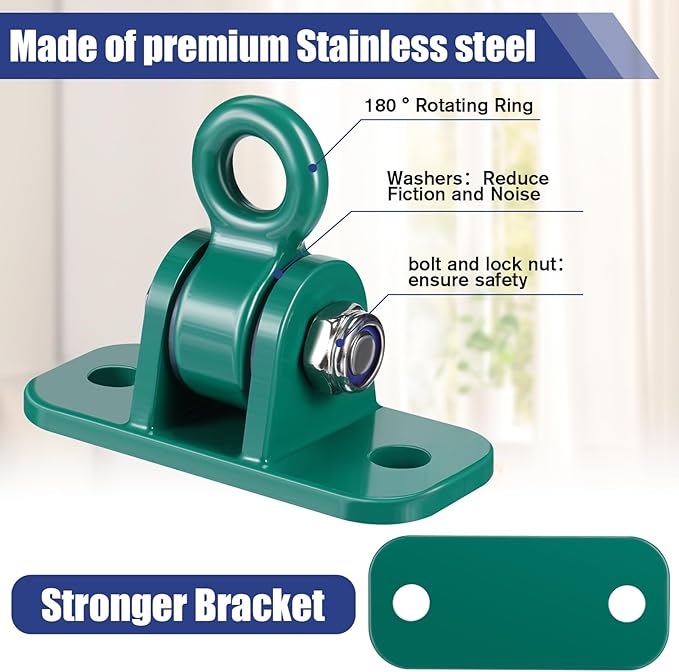 Tandefio 6 Sets of Robust Swing Hangers for Wooden Concrete Set with Swing Hooks Screws Bolts Washers Swingset Accessories for Porch Patio Yoga Indoor Outdoor, Over 1800 lb Capacity (Green)
