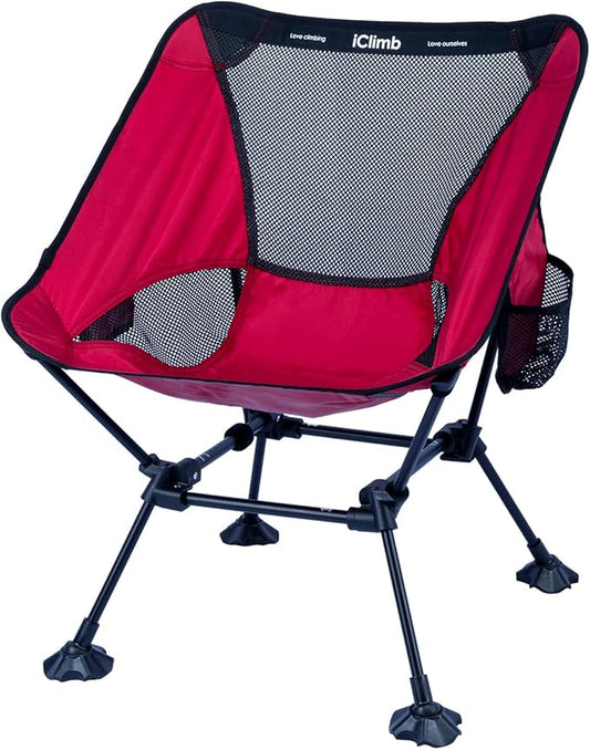 iClimb Ultralight Compact Camping Folding Beach Chair with Anti-Sinking Large Feet
