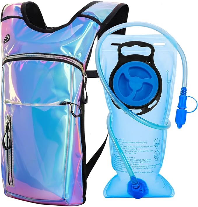 Hydration Backpack, Water Backpack with 2L Hydration Bladder, Rave Backpack Hydration Pack, Festival Essential for Raves, Hiking, Cycling, Climbing, Running, Outdoor, Camping and More