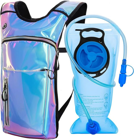Hydration Backpack, Water Backpack with 2L Hydration Bladder, Rave Backpack Hydration Pack, Festival Essential for Raves, Hiking, Cycling, Climbing, Running, Outdoor, Camping and More