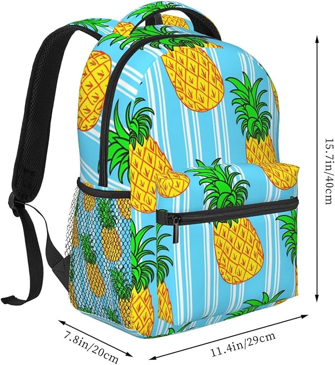 Backpack Polyester Multipurpose Anti-Theft Pineapple Pattern Shoulder Bag Big Capacity Gym Outdoor Hiking Backpack With Padded Straps