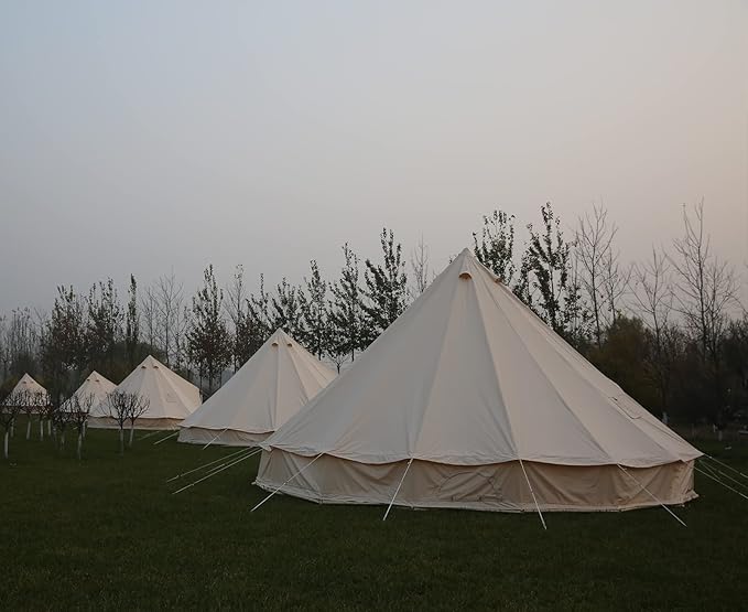 WINTENT Waterproof 4 Season Cotton Canvas Bell Tent with Stove Jack and Oval Flue Flashing Kit for 4/6/8/10/12 Persons