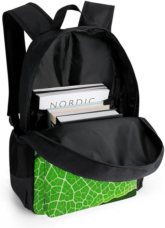 Supdreamc Shoulder Book Bags Polyester Multipurpose Anti-Theft Biology Animal Frog Green Leaf Carry On Bag Large Capacity Travel Hiking Camping Rucksack