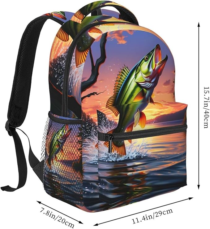 Lightweight Rucksacks for Camping Picnic Walking Cycling, Large Capacity Multipurpose Anti-Theft Carry On Bag, Fish Diving Good Luck Art Travel Hiking Camping Rucksack
