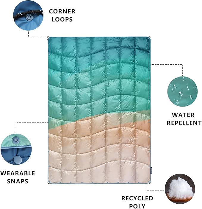 Camping Blanket, Packable Puffy Blankets Lightweight Windproof Waterproof for Outdoors,Hiking, Backpacking,Beach,Car,Picnic,Stadium