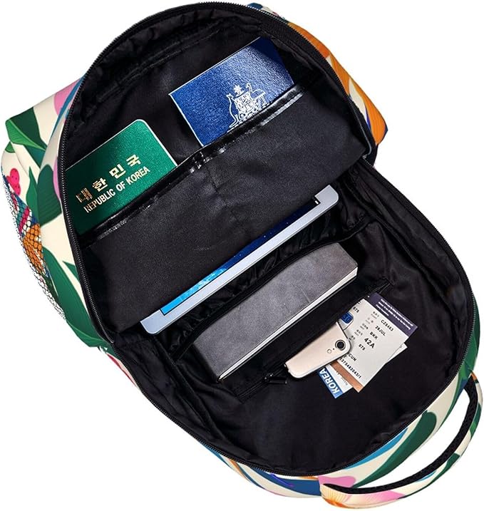 Men Women Lightweight Abstract Colorful Plants And Flowers Casual Daypack Large Capacity Bookbag With Adjustable Shoulder Straps for Gym Business Bicycle