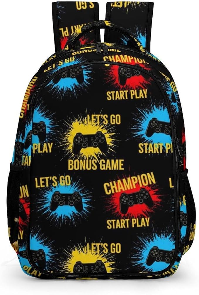 Casual Travel Laptop Backpack Games Joystick Play Video Game, Lightweight Anti Theft Computer Bag with Large Capacity for Men Women College Work