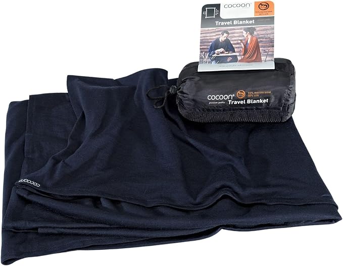 COCOON - Premium - Merino Wool/Silk Travel Blanket - Cozy, Soft, Warm, Lightweight - Graphite Grey