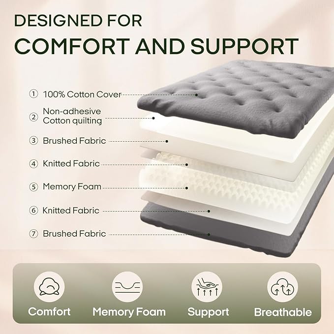 ZonLi Japanese Floor Futon Mattress Twin Size 39"x 75",100% Cotton Cover 6'' Thicken Tatami Mattress,Foldable Sleeping Pad,Portable Dormitory Tatami Mat,Roll Up Floor Lounger Bed for Adult (Grey)