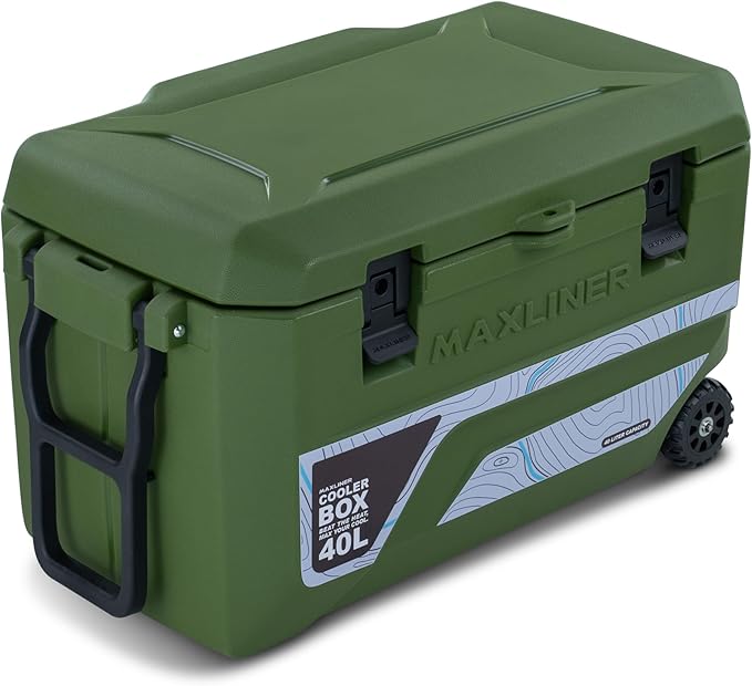 Max Cooler Box (40L) Outdoor Activities, Such as Camping, Fishing, Hiking, and picnics. Box Keeps Cold to 180 Hours (7.5 Day)