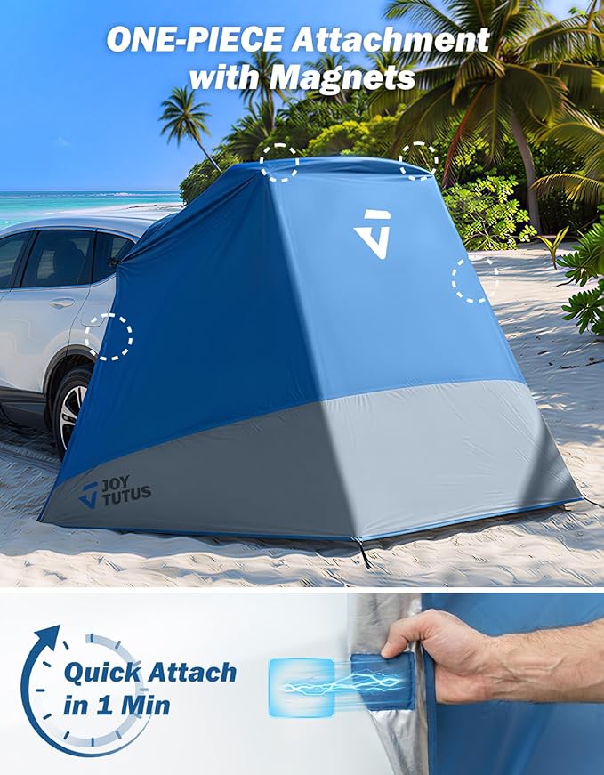 JOYTUTUS Camping Privacy Shelters, Hatchback Changing Room with Magnets & Suction Cups, Easy Setup SUV Tailgate Tent, Waterproof Car Cabana for Camping, Beach, Picnic, Toilet, Fits SUV, Van, Truck