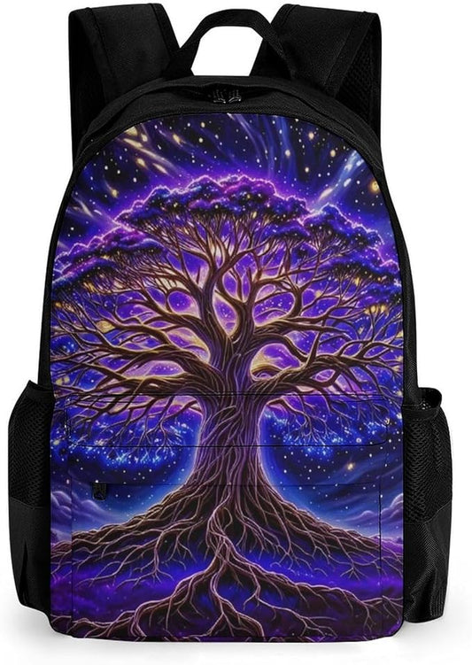 Supdreamc Rucksack Anti-Theft Multipurpose Big Capacity Carry On Bag, Magical Universe Tree Of Life Art Traveling Camping Backpack With Side Pockets