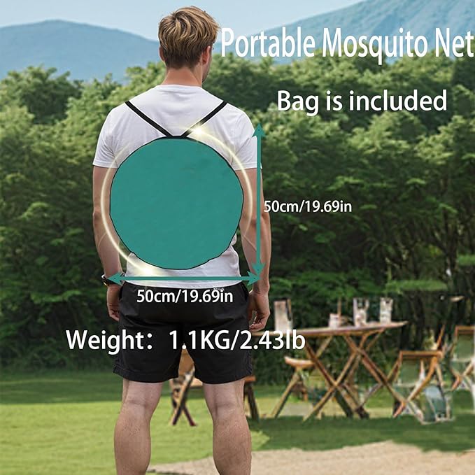 Portable Camping Tent with Double Door Design, Folding Mosquito Net Shelter with Storage Bag, Army Green