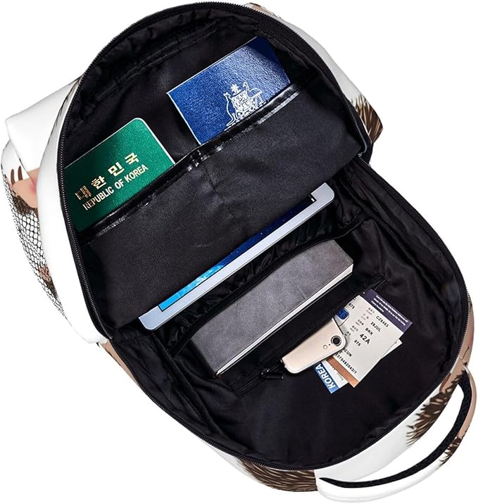 Women Men Polyester Cute Hedgehog Casual Daypack Large Capacity Bookbag With Side Pockets for Sports Picnic Walking Cycling