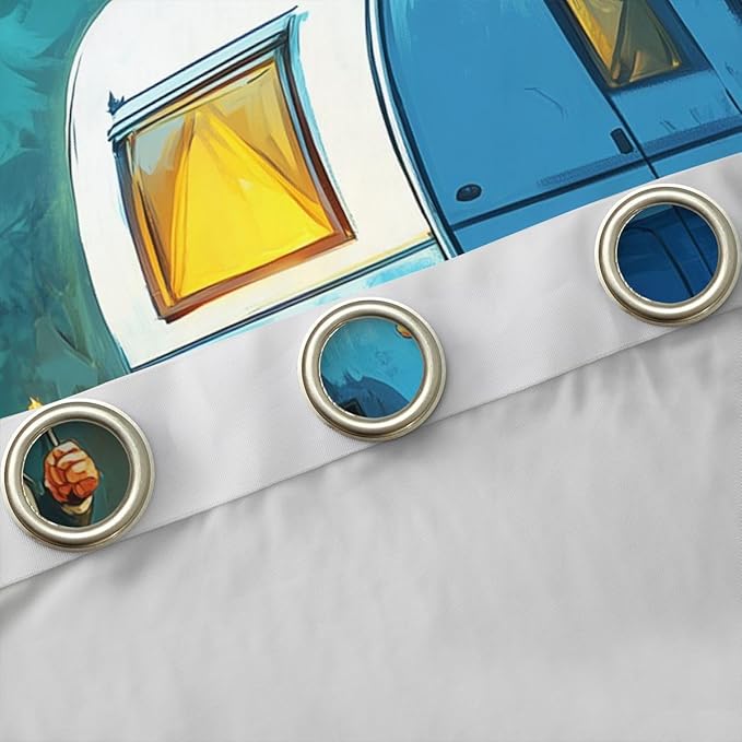 Erosebridal Gnome Window Drapes Cartoon RV Camper Blackout Curtains 42" Wx84 L Rustic Camping Adventure Curtains for Bedroom Living Room,Country Farmhouse Forest Window Treatments 2 Panels