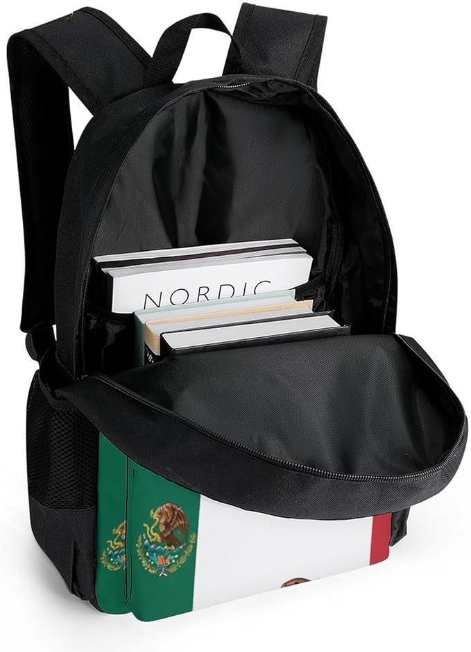 Lightweight Rucksack for Sports Travel Running, Big Capacity Multipurpose Anti-Theft Bookbag, Mexican Flag Art Travel and Sport Backpack Rucksack