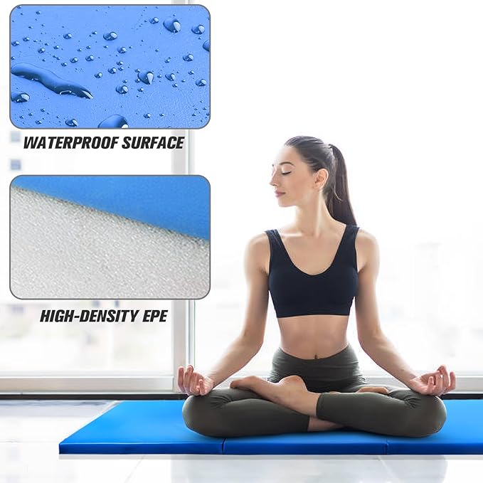 RitFit Upgraded Folding Exercise Mat, 2 Inch Thick Gymnastics Mat 3’x6’,4’x8’,4x10’,2'x8' with Carrying Handles for Yoga, MMA, Stretching, Core Workouts and Home Gym Protective Flooring