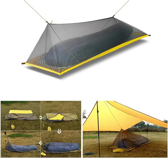 230g/260g Ultralight 1-Person Tent – 40D 210T Nylon 3-4 Season Camping Tent with Mesh Mosquito Net & Vent