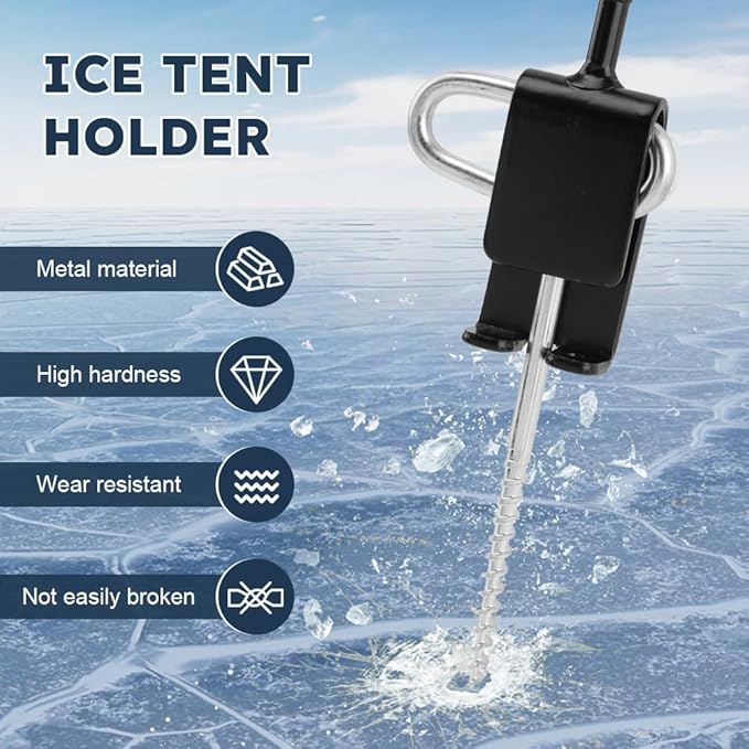8pcs/Set Drill Adapter Kit with Tent Stakes, Ice Anchor Drill Adapter with 6 Ice Fishing Tent Stakes for Ice Insert Sewing, Ice Shanty Anchors for Setting Up Ice Fishing Shelter Tent