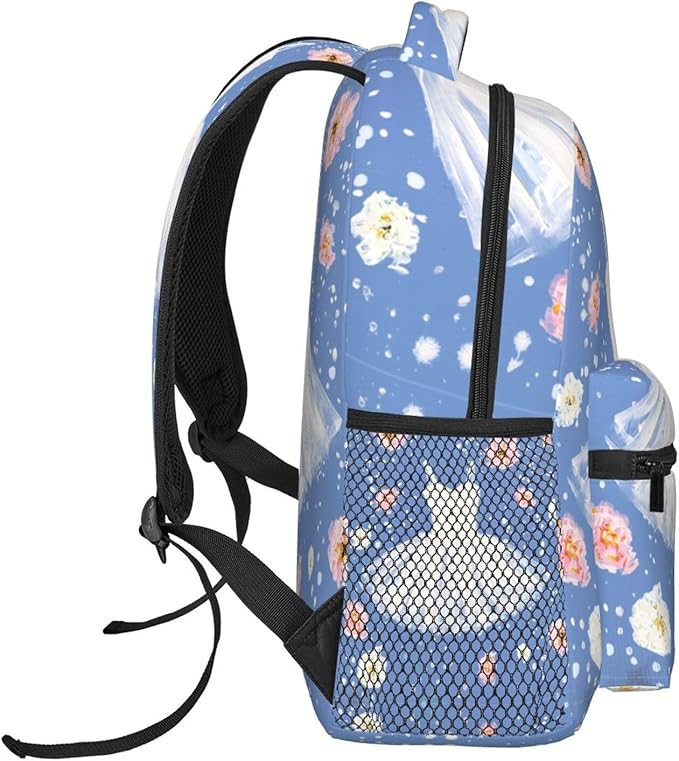 Rucksacks Lightweight Multipurpose Anti-Theft Pink Flower White Skirt Watercolor Art Shoulder Bag Big Capacity Laptop Book Bag Rucksack With Padded Straps