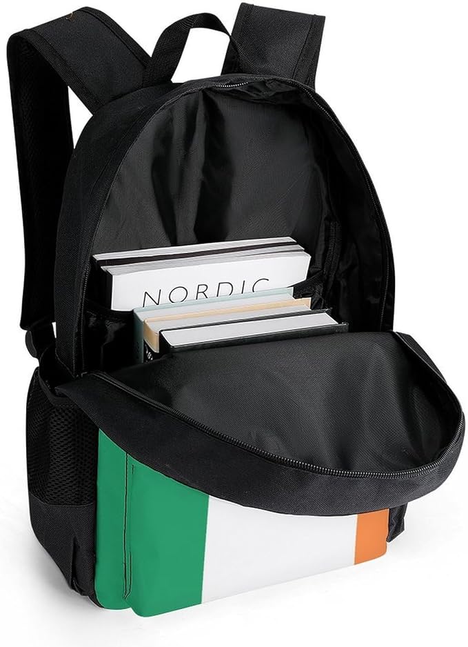 Rucksack Multipurpose Anti-Theft Big Capacity Shoulder Bag, Ireland Flag Travel Hiking Camping Rucksack With Side Pockets