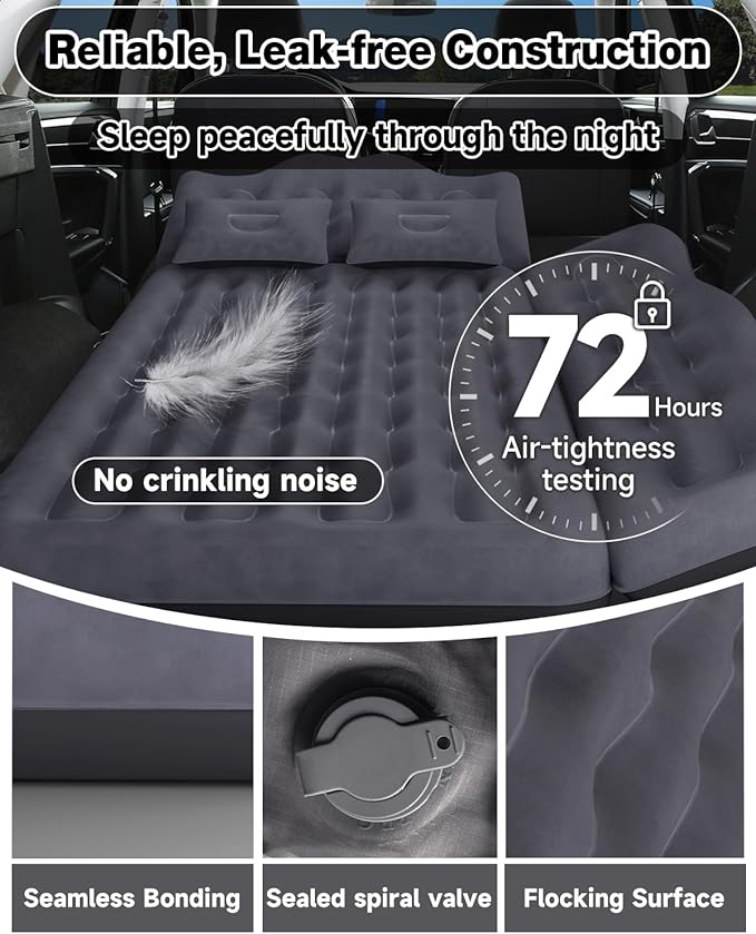 Umbrauto Car Air Mattress Backseat| Inflatable Truck Back Seat Camping Airbed for SUV Rear Seat, Blow Up Sleeping Travel Bed for Van Trunk with Pump & Pillows