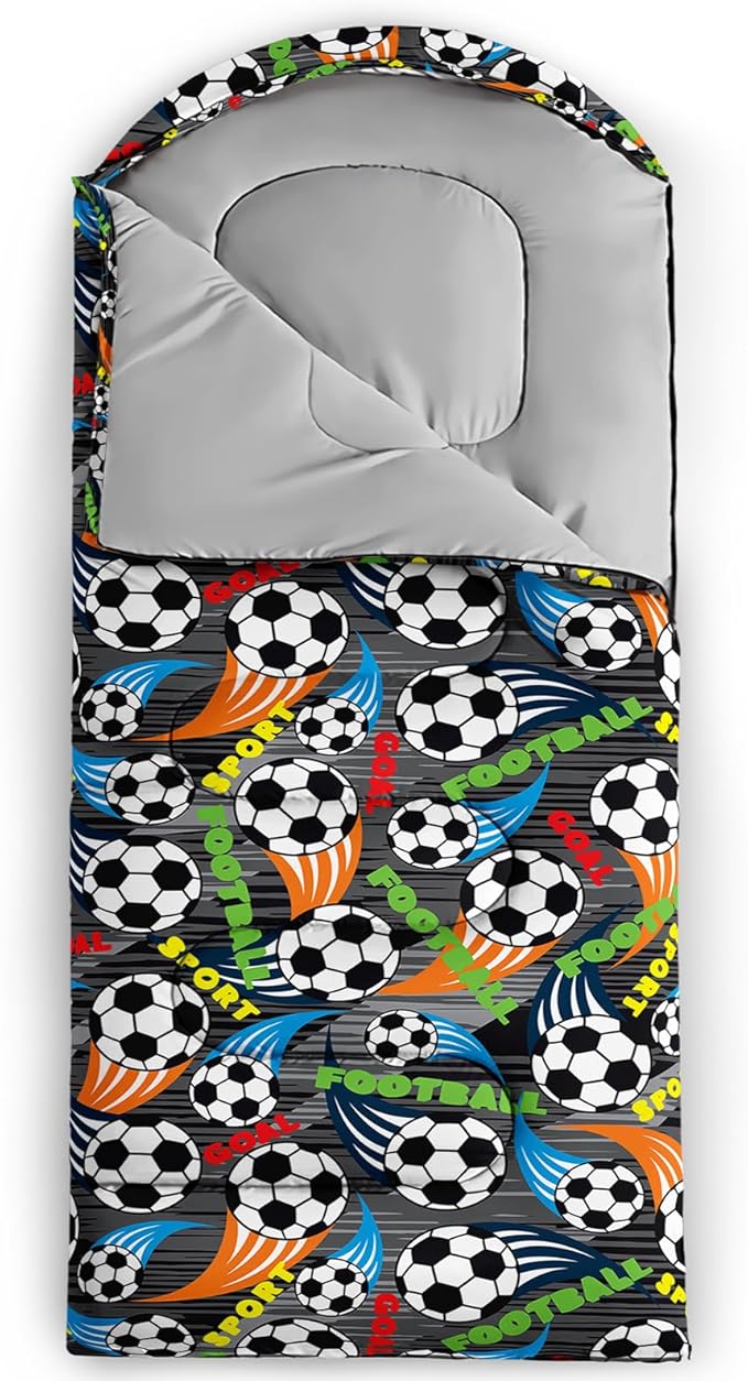 AILONEN Boys Sleeping Bag for Camping,Nautical Anchor,Lightweight & Waterproof,3 Season Warm & Cool Weather,Navy Blue Sleeping Bags for Kids Men Travelling,Outdoors