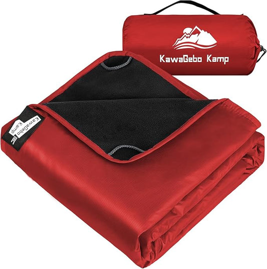 Fleece Waterproof Outdoor Blanket - Windproof Stadium Blanket for Camping, Picnics, and Sports Stay Dry and Comfortable 80"x 58"(Red)