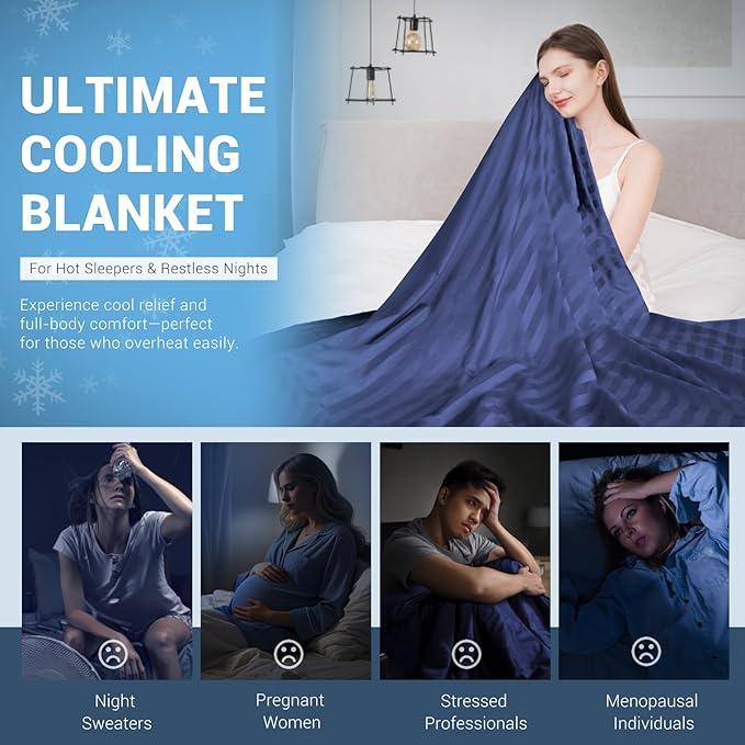Elegear Cooling Blanket for Hot Sleepers, Arc-Chill® 3.0 Cooling Tech Q-Max >0.5, Stay Cool & Dry All Night, One-Way Moisture Flow, No Sticky Feeling, Breathable Lightweight Summer Blanket