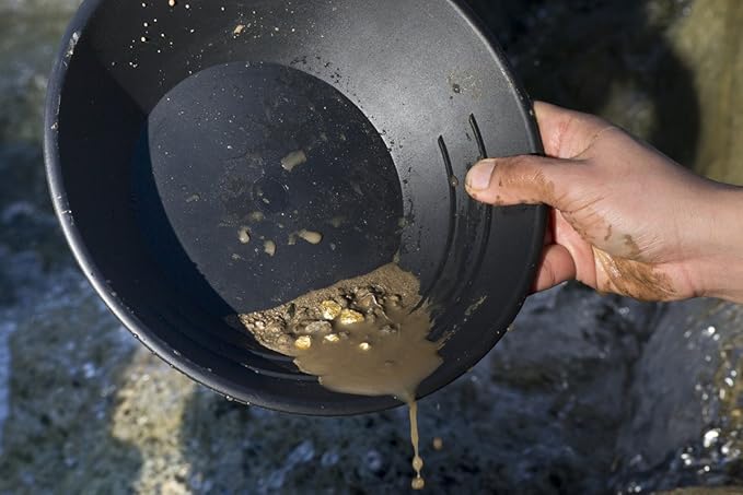 SE 10” Black Plastic Gold Pan with Riffles - GP1001B