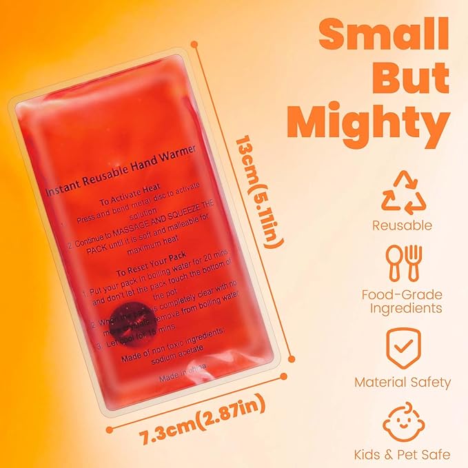 Hand Warmers, Reusable Hand Click Warmers, Cute Sodium Acetate Warmers for Kids, Click Heat Packs, 4 Reusable Sodium Acetate Heat Pads. (4PCS)