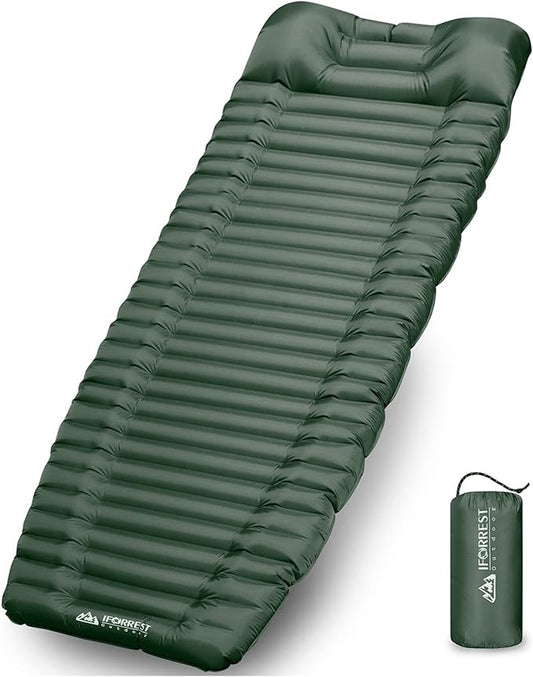 IFORREST Camping Sleeping Pad with Armrest & Pillow - Self-Inflating Air Mattress - Rollover Protection - Ultra-Comfortable Mat - Lightweight for Tent, Cot, Backpacking(XL)