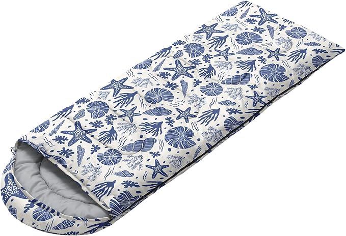 AILONEN Boys Sleeping Bag for Camping,Nautical Anchor,Lightweight & Waterproof,3 Season Warm & Cool Weather,Navy Blue Sleeping Bags for Kids Men Travelling,Outdoors